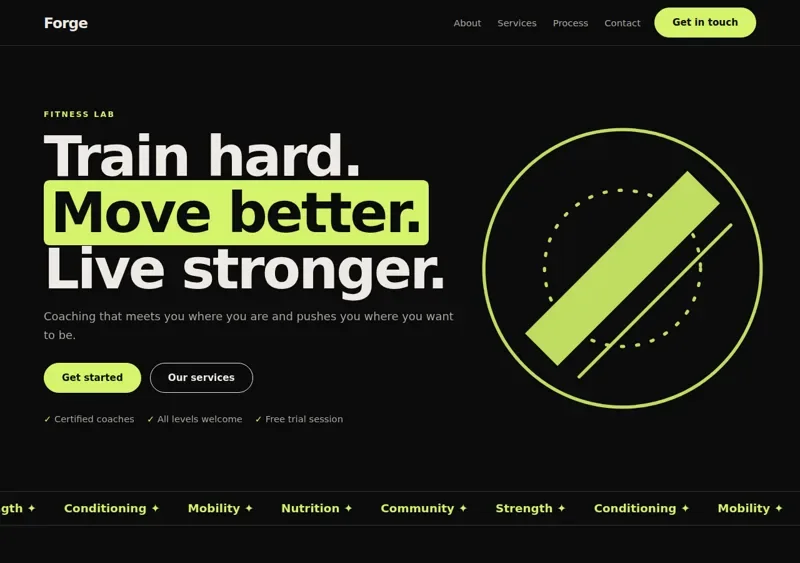 Concept design preview for Forge, a fitness lab