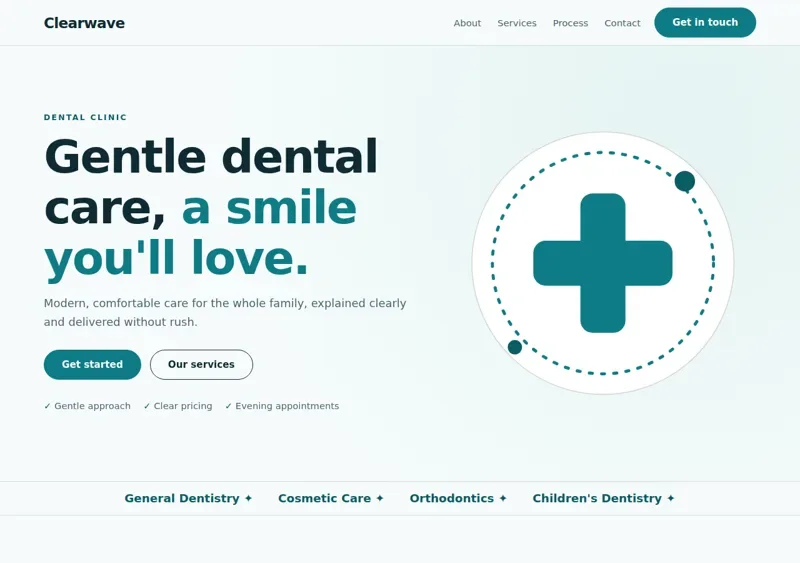 Concept design preview for Clearwave, a dental clinic