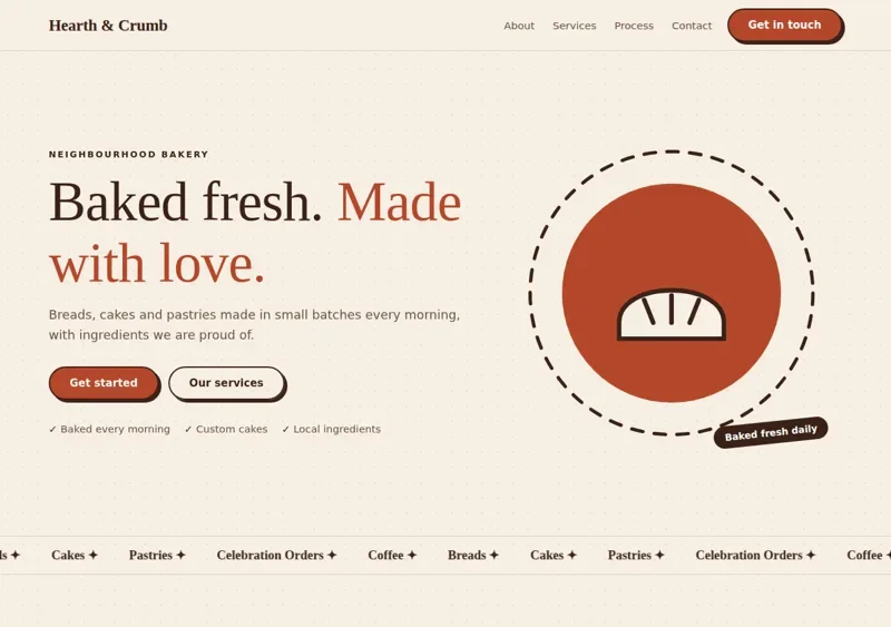 Concept design preview for Hearth & Crumb, a neighbourhood bakery